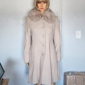 #756 Wool blend/fox fur coat